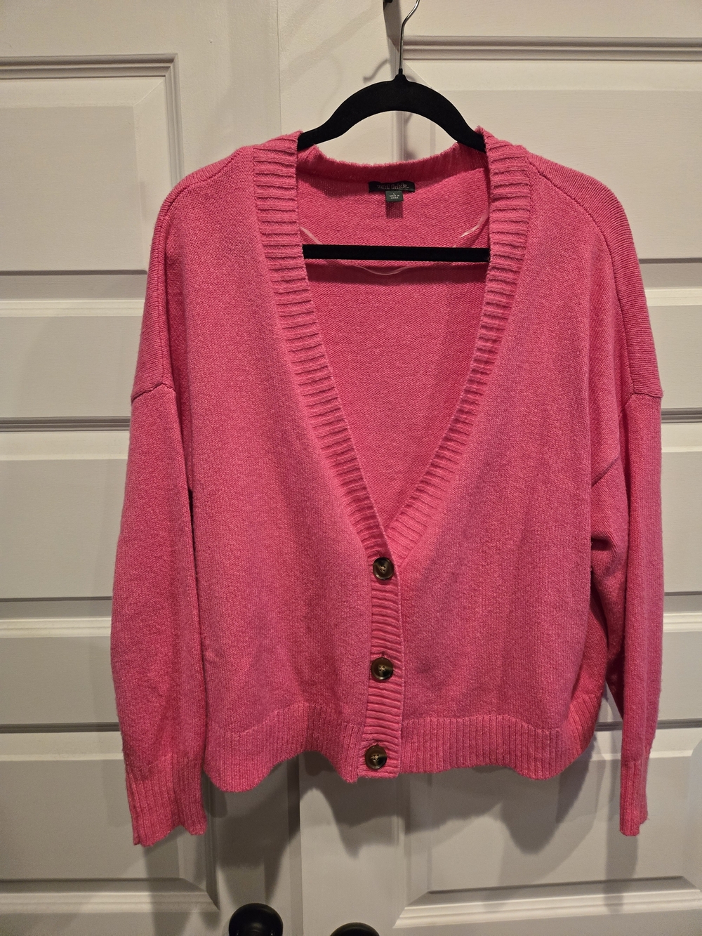 Bright Pink V-Neck Button Front Cardigan